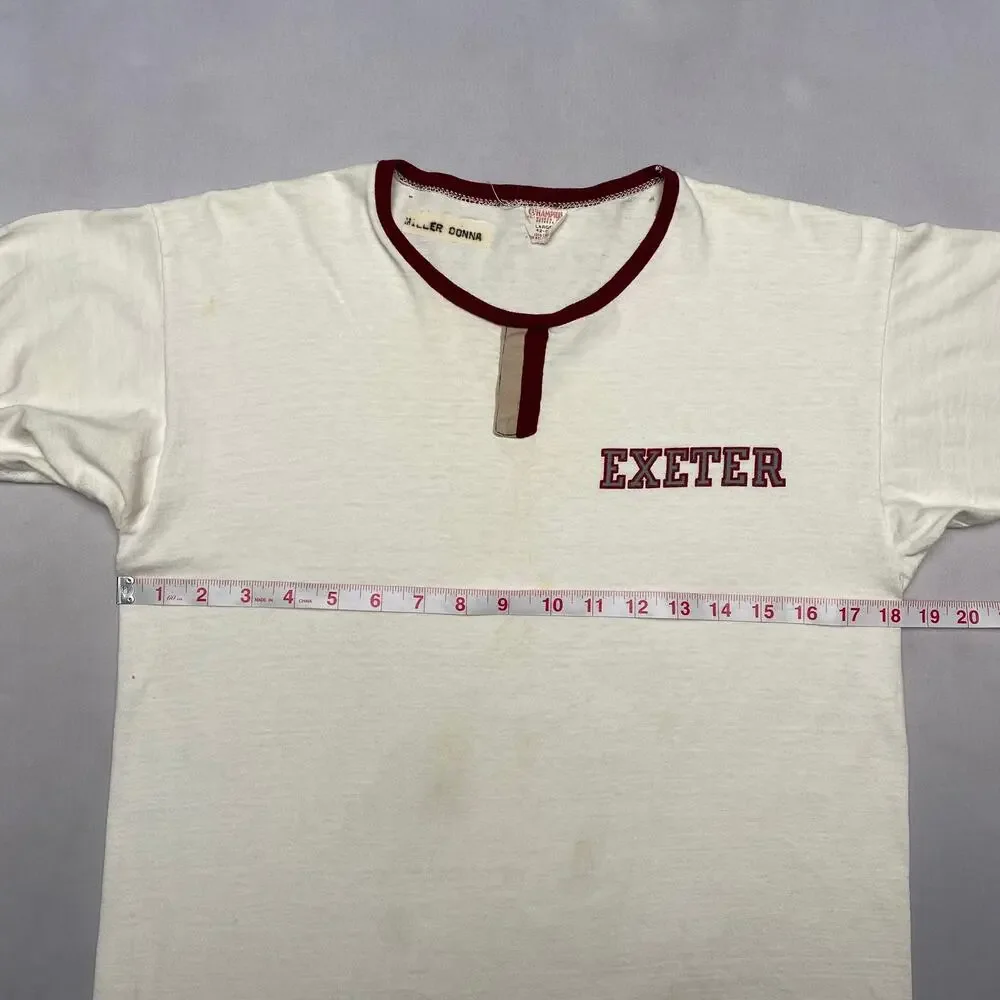 Vintage 60s Champion Running Man Exeter Rowing Ringer T Shirt Men's Large - Picture 5 of 9